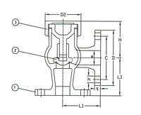 Series F7416 Bronze Angle Lift Check Valve - JIS 5K