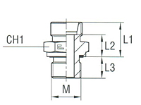 Male Stud Coupling with Elastomer Seal Thread Metric Parallel - Body Only