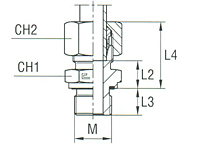 Male Stud Coupling with Elastomer Seal Thread Metric Parallel - Equipped B3 Ring