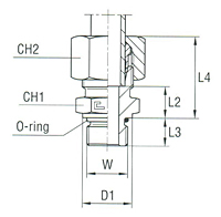 Male Stud Coupling with O-Ring Thread UNF/UN-2A - Equipped B3 Ring