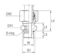 Male Stud Coupling with O-Ring Thread UNF/UN-2A - Equipped B4 Ring