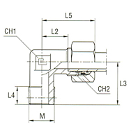 Male Stud Elbow Thread Metric Taper - Equipped B4 Ring