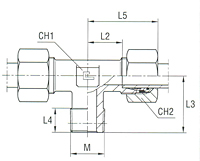 Male Stud Branch Tee Thread Metric Taper - Equipped B4 Ring