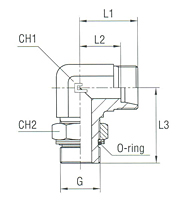 Adjustable DIN Male Stud Elbow with O-Ring and Washer Thread BSP Parallel - Body Only