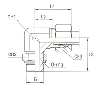 Adjustable DIN Male Stud Elbow with O-Ring and Washer Thread BSP Parallel - Equipped B3 Ring