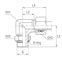 Adjustable DIN Male Stud Elbow with O-Ring and Washer Thread BSP Parallel - Equipped B4 Ring