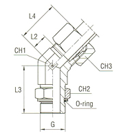 Adjustable DIN Male 45° Stud Elbow with O-Ring and Washer Thread BSP Parallel - Equipped B3 Ring