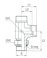 Adjustable DIN Male Stud Barrel Tee with O-Ring and Washer Thread BSP Parallel - Body Only