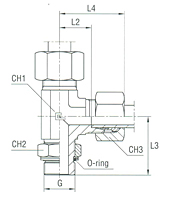 Adjustable DIN Male Stud Barrel Tee with O-Ring and Washer Thread BSP Parallel - Equipped B3 Ring