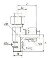 Adjustable DIN Male Stud Barrel Tee with O-Ring and Washer Thread Metric Parallel - Equipped B4 Ring