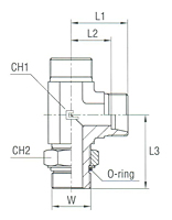 Adjustable DIN Male Stud Barrel Tee with O-Ring Thread UNF/UN-2A - Body Only