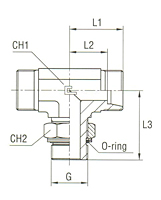 Adjustable DIN Male Stud Branch Tee with O-Ring and Washer Thread BSP Parallel - Body Only