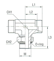 Adjustable DIN Male Stud Branch Tee with O-Ring and Washer Thread Metric Parallel - Body Only