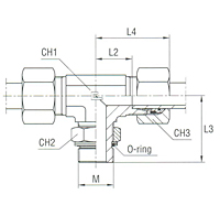 Adjustable DIN Male Stud Branch Tee with O-Ring and Washer Thread Metric Parallel - Equipped B4 Ring