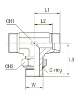 Adjustable DIN Male Stud Branch Tee with O-Ring Thread UNF/UN-2A - Body Only