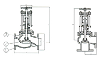 PN 16 Cast Steel Overboard Valve, Spring loaded, Angle