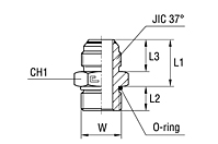 Male Stud Coupling with O-ring Thread UNF/UN-2A - O-ring Body