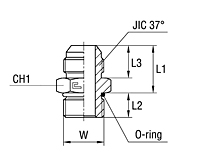 Male Stud Coupling with O-ring Thread UNF/UN-2A - Standard Body