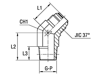 Male Stud Elbow 45° Thread BSP Taper - O-ring Body