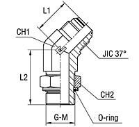 45° Adjustable Male Stud Elbow with O-ring and Washer Thread BSP Parallel - O-ring Body