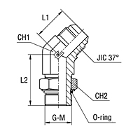 45° Adjustable Male Stud Elbow with O-ring Thread UNF/UN-2A - Standard Body