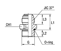 Male Stud Coupling with O-ring and Washer Thread BSP Parallel - O-ring Body