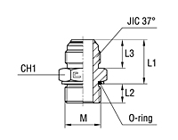 Male Stud Coupling with O-ring and Washer Thread Metric Parallel - O-ring Body