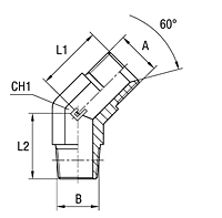 Male Stud 45° Adapter Thread BSP Parallel / NPT