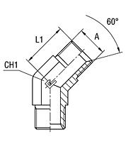 Male 45° Union Elbow Adapter Thread Metric Parallel