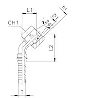 45° Elbow Slip-On Nut - 24° Cone with O-Ring Metric Parallel Thread