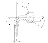 90° Elbow Thurst-Wire/Slip-On Nut - JIC 74° Cone UNF/UN-2B Thread X