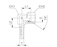 90° Compact Elbow Thurst Wire - JIC 74° Cone UNF/UN-2B Thread