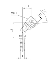 45° Elbow Crimped-Back Nut - JIC 74° Cone UNF/UN-2B Thread