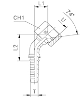 45° Elbow Thurst-Wire Nut - JIC 74° Cone UNF/UN-2B Thread Y