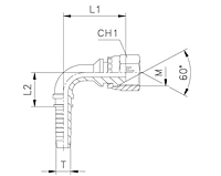 90° Elbow Crimped-Back Nut - 60° Cone Parallel Metric Thread