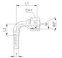 90° Elbow Thurst-Wire/Slip-On Nut - 60° Cone Parallel Metric Thread X