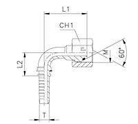 90° Elbow Thurst-Wire/Slip-On Nut - 60° Cone Parallel Metric Thread Y