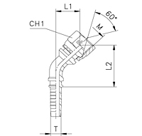 45° Elbow Crimped-Back Nut - 60° Cone Parallel Metric Thread