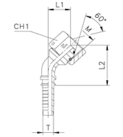 45° Elbow Thurst-Wire/Slip-On Nut - 60° Cone with O-Ring Parallel Metric Thread X