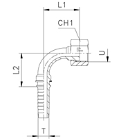 90° Elbow ORFS Crimped-Back/Slip-On Nut UNF/UNS/UN-2B Thread