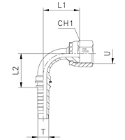 90° Elbow ORFS Crimped-Back/Slip-On Nut UNF/UNS/UN-2B Thread Y