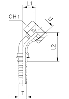 45° Elbow ORFS Crimped-Back/Slip-On Nut UNF/UNS/UN-2B Thread X