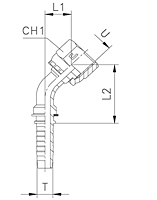 45° Elbow ORFS Crimped-Back/Slip-On Nut UNF/UNS/UN-2B Thread Y