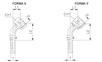 45° Elbow ORFS Crimped-Back/Slip-On Nut UNF/UNS/UN-2B Thread