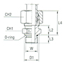 Male Stud Coupling with O-Ring Thread UNF/UN-2A - Equipped B3 Ring