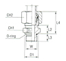 Male Stud Coupling with O-Ring Thread UNF/UN-2A - Equipped B4 Ring