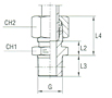 Male Stud Coupling Thread BSP Taper - Equipped B3 Ring