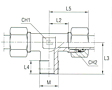 Male Stud Branch Tee Thread Metric Taper - Equipped B4 Ring