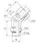 Adjustable DIN Male 45° Stud Elbow with O-Ring and Washer Thread Metric Parallel - Equipped B3 Ring