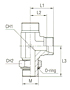 Adjustable DIN Male Stud Barrel Tee with O-Ring and Washer Thread Metric Parallel - Body Only